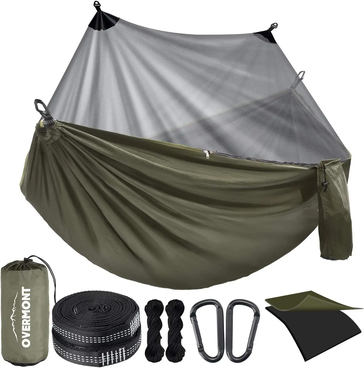 HAMMOCK HAMAC DE JARDIN VOYAGE ET CAMPING OVERMONT H2 DOUBLER ET COUVER ANTI-MOUSTIQUES MAX 400KG